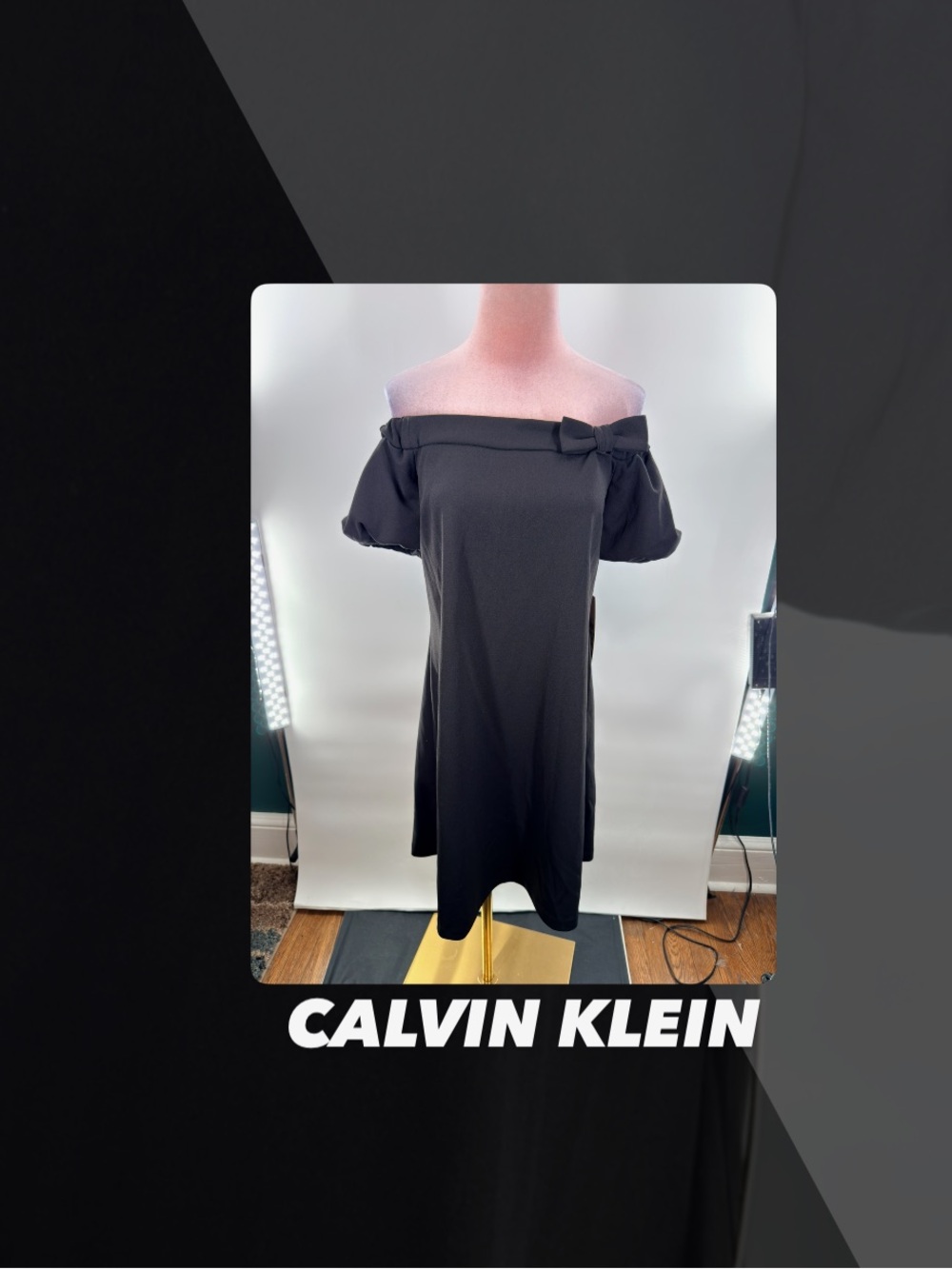 NWT Calvin Klein Off The Shoulder Bow Shift Dress